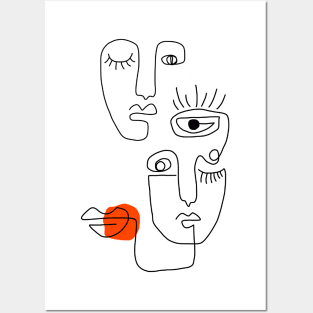 One line art of faces Posters and Art